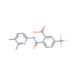 Cc1ccc(NC(=O)c2ccc(C(F)(F)F)cc2C(=O)O)nc1C ZINC000103233798