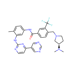 Cc1ccc(NC(=O)c2ccc(CN3CC[C@@H](N(C)C)C3)c(C(F)(F)F)c2)cc1Nc1nccc(-c2cncnc2)n1 ZINC000028571624