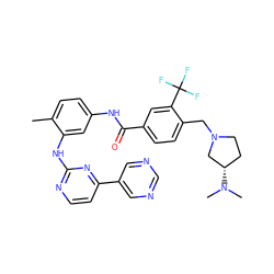 Cc1ccc(NC(=O)c2ccc(CN3CC[C@H](N(C)C)C3)c(C(F)(F)F)c2)cc1Nc1nccc(-c2cncnc2)n1 ZINC000022940637