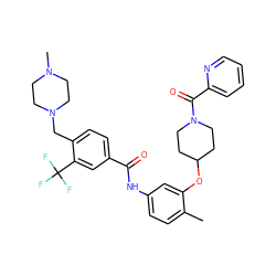 Cc1ccc(NC(=O)c2ccc(CN3CCN(C)CC3)c(C(F)(F)F)c2)cc1OC1CCN(C(=O)c2ccccn2)CC1 ZINC001772653463