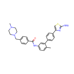 Cc1ccc(NC(=O)c2ccc(CN3CCN(C)CC3)cc2)cc1-c1ccc(-c2csc(N)n2)cc1 ZINC000040952530