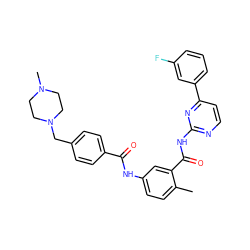 Cc1ccc(NC(=O)c2ccc(CN3CCN(C)CC3)cc2)cc1C(=O)Nc1nccc(-c2cccc(F)c2)n1 ZINC000096928322