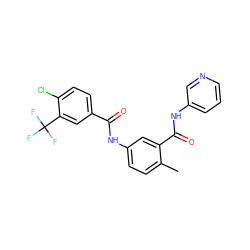 Cc1ccc(NC(=O)c2ccc(Cl)c(C(F)(F)F)c2)cc1C(=O)Nc1cccnc1 ZINC000040917678