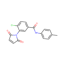 Cc1ccc(NC(=O)c2ccc(Cl)c(N3C(=O)C=CC3=O)c2)cc1 ZINC000000457881