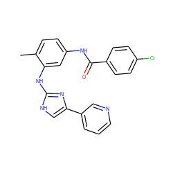 Cc1ccc(NC(=O)c2ccc(Cl)cc2)cc1Nc1nc(-c2cccnc2)c[nH]1 ZINC000040898510