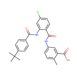 Cc1ccc(NC(=O)c2ccc(Cl)cc2NC(=O)c2ccc(C(C)(C)C)cc2)cc1C(=O)O ZINC000299825466