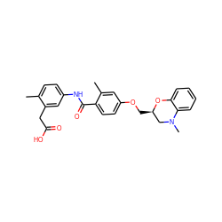 Cc1ccc(NC(=O)c2ccc(OC[C@@H]3CN(C)c4ccccc4O3)cc2C)cc1CC(=O)O ZINC000072113030