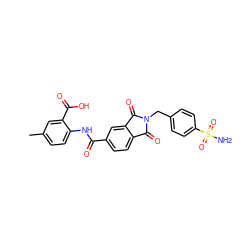 Cc1ccc(NC(=O)c2ccc3c(c2)C(=O)N(Cc2ccc(S(N)(=O)=O)cc2)C3=O)c(C(=O)O)c1 ZINC001772601679