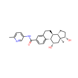 Cc1ccc(NC(=O)c2ccc3c(c2)CC[C@@H]2[C@@H]3[C@@H](O)C[C@]3(C)[C@@H](O)CC[C@@H]23)cn1 ZINC001772653571