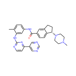 Cc1ccc(NC(=O)c2ccc3c(c2)CC[C@@H]3N2CCN(C)CC2)cc1Nc1nccc(-c2cncnc2)n1 ZINC000138960747