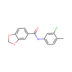 Cc1ccc(NC(=O)c2ccc3c(c2)OCO3)cc1Cl ZINC000000035569