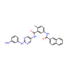 Cc1ccc(NC(=O)c2ccc3ccccc3c2)cc1C(=O)Nc1cnc(Nc2cccc(N)c2)nc1 ZINC000169353161