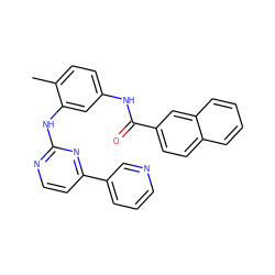 Cc1ccc(NC(=O)c2ccc3ccccc3c2)cc1Nc1nccc(-c2cccnc2)n1 ZINC000003832225