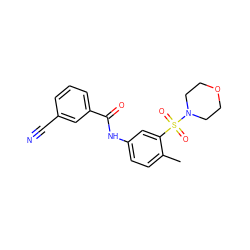 Cc1ccc(NC(=O)c2cccc(C#N)c2)cc1S(=O)(=O)N1CCOCC1 ZINC000006053140