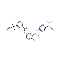 Cc1ccc(NC(=O)c2cccc(C(C)(C)C#N)c2)cc1C(=O)Nc1ccc([C@@H](C#N)N(C)C)nc1 ZINC000040949973