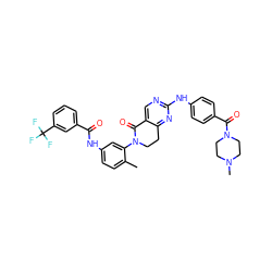 Cc1ccc(NC(=O)c2cccc(C(F)(F)F)c2)cc1N1CCc2nc(Nc3ccc(C(=O)N4CCN(C)CC4)cc3)ncc2C1=O ZINC000164719969