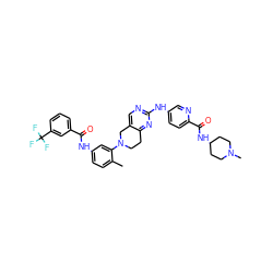 Cc1ccc(NC(=O)c2cccc(C(F)(F)F)c2)cc1N1CCc2nc(Nc3ccc(C(=O)NC4CCN(C)CC4)nc3)ncc2C1 ZINC000205372633