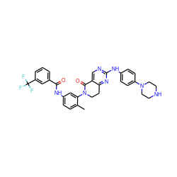 Cc1ccc(NC(=O)c2cccc(C(F)(F)F)c2)cc1N1CCc2nc(Nc3ccc(N4CCNCC4)cc3)ncc2C1=O ZINC000206203558