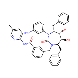 Cc1ccc(NC(=O)c2cccc(CN3C(=O)N(c4cccc(N)c4)[C@H](Cc4ccccc4)[C@H](O)[C@@H](O)[C@H]3Cc3ccccc3)c2)nc1 ZINC000026575679