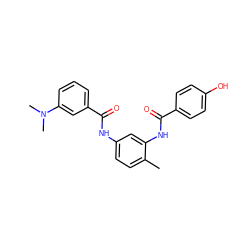 Cc1ccc(NC(=O)c2cccc(N(C)C)c2)cc1NC(=O)c1ccc(O)cc1 ZINC000000581684