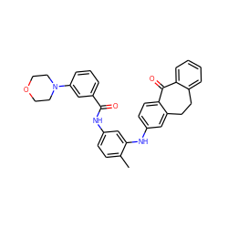 Cc1ccc(NC(=O)c2cccc(N3CCOCC3)c2)cc1Nc1ccc2c(c1)CCc1ccccc1C2=O ZINC000095580201