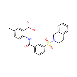 Cc1ccc(NC(=O)c2cccc(S(=O)(=O)N3CCc4ccccc4C3)c2)c(C(=O)O)c1 ZINC000040413556