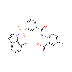 Cc1ccc(NC(=O)c2cccc(S(=O)(=O)n3ccc4cccc(C)c43)c2)c(C(=O)O)c1 ZINC000040956316