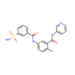 Cc1ccc(NC(=O)c2cccc(S(N)(=O)=O)c2)cc1C(=O)Nc1cccnc1 ZINC000040917826