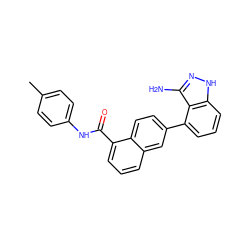 Cc1ccc(NC(=O)c2cccc3cc(-c4cccc5[nH]nc(N)c45)ccc23)cc1 ZINC000169350176