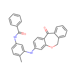 Cc1ccc(NC(=O)c2ccccc2)cc1Nc1ccc2c(c1)OCc1ccccc1C2=O ZINC000095573466