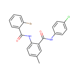 Cc1ccc(NC(=O)c2ccccc2Br)c(C(=O)Nc2ccc(Cl)cc2)c1 ZINC000013487513