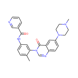 Cc1ccc(NC(=O)c2cccnc2)cc1-n1cnc2ccc(N3CCN(C)CC3)cc2c1=O ZINC000084652297