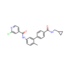 Cc1ccc(NC(=O)c2ccnc(Cl)c2)cc1-c1ccc(C(=O)NCC2CC2)cc1 ZINC000040402340