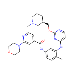 Cc1ccc(NC(=O)c2ccnc(N3CCOCC3)c2)cc1Nc1ccnc(OC[C@@H]2CCCN(C)C2)n1 ZINC000028386310