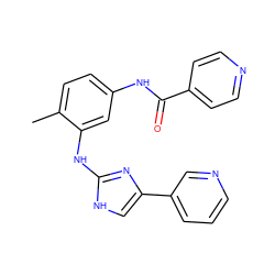 Cc1ccc(NC(=O)c2ccncc2)cc1Nc1nc(-c2cccnc2)c[nH]1 ZINC000040915044