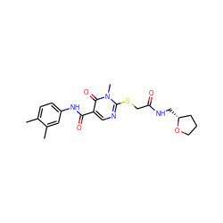 Cc1ccc(NC(=O)c2cnc(SCC(=O)NC[C@@H]3CCCO3)n(C)c2=O)cc1C ZINC000012236987