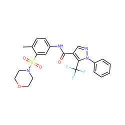 Cc1ccc(NC(=O)c2cnn(-c3ccccc3)c2C(F)(F)F)cc1S(=O)(=O)N1CCOCC1 ZINC000012914870