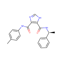 Cc1ccc(NC(=O)c2nc[nH]c2C(=O)N[C@@H](C)c2ccccc2)cc1 ZINC000013657126