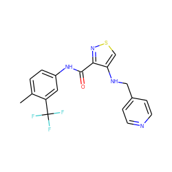 Cc1ccc(NC(=O)c2nscc2NCc2ccncc2)cc1C(F)(F)F ZINC000040892318