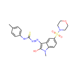 Cc1ccc(NC(=S)N=Nc2c(O)n(C)c3ccc(S(=O)(=O)N4CCOCC4)cc23)cc1 ZINC000299813185