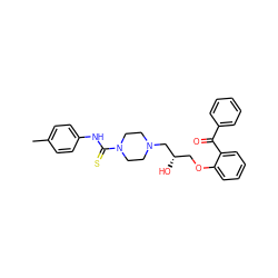 Cc1ccc(NC(=S)N2CCN(C[C@@H](O)COc3ccccc3C(=O)c3ccccc3)CC2)cc1 ZINC000084690210