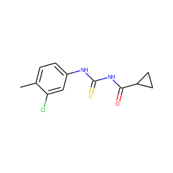 Cc1ccc(NC(=S)NC(=O)C2CC2)cc1Cl ZINC000002136137