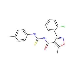 Cc1ccc(NC(=S)NC(=O)c2c(-c3ccccc3Cl)noc2C)cc1 ZINC000001133799