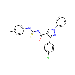 Cc1ccc(NC(=S)NC(=O)c2cn(-c3ccccc3)nc2-c2ccc(Cl)cc2)cc1 ZINC000096937812