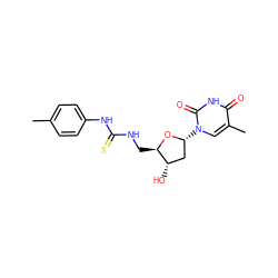 Cc1ccc(NC(=S)NC[C@H]2O[C@H](n3cc(C)c(=O)[nH]c3=O)C[C@@H]2O)cc1 ZINC000028864484