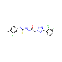 Cc1ccc(NC(=S)NNC(=O)Cn2nnc(-c3cccc(Cl)c3Cl)n2)cc1Cl ZINC000220376904