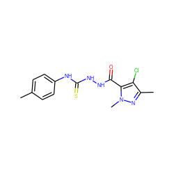 Cc1ccc(NC(=S)NNC(=O)c2c(Cl)c(C)nn2C)cc1 ZINC000008685014