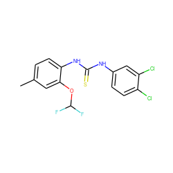 Cc1ccc(NC(=S)Nc2ccc(Cl)c(Cl)c2)c(OC(F)F)c1 ZINC000008682734