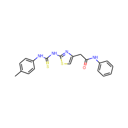 Cc1ccc(NC(=S)Nc2nc(CC(=O)Nc3ccccc3)cs2)cc1 ZINC000013471181