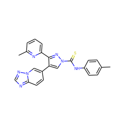 Cc1ccc(NC(=S)n2cc(-c3ccc4ncnn4c3)c(-c3cccc(C)n3)n2)cc1 ZINC000072127904